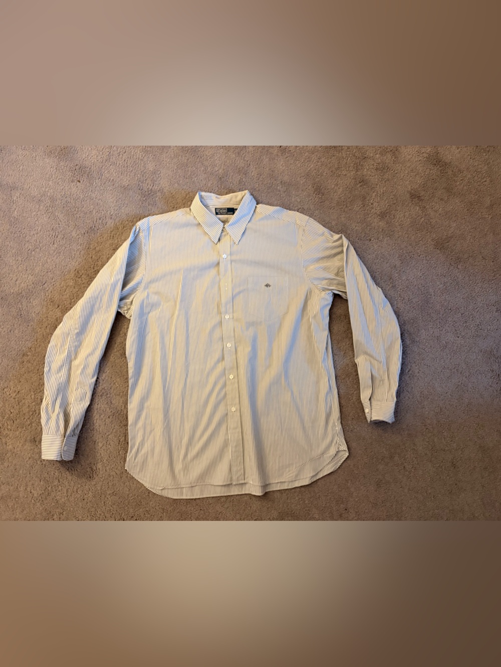 Polo by Ralph Lauren White & Light Blue Thin-Striped Dress Shirt